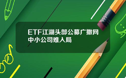 ETF江湖头部公募广撒网中小公司难入局