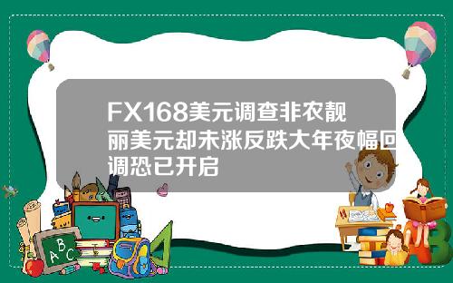 FX168美元调查非农靓丽美元却未涨反跌大年夜幅回调恐已开启