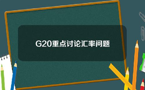 G20重点讨论汇率问题