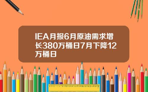 IEA月报6月原油需求增长380万桶日7月下降12万桶日