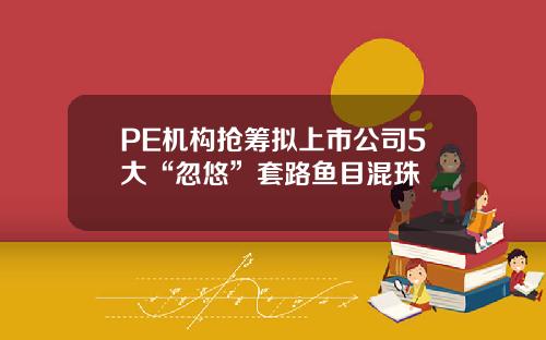 PE机构抢筹拟上市公司5大“忽悠”套路鱼目混珠