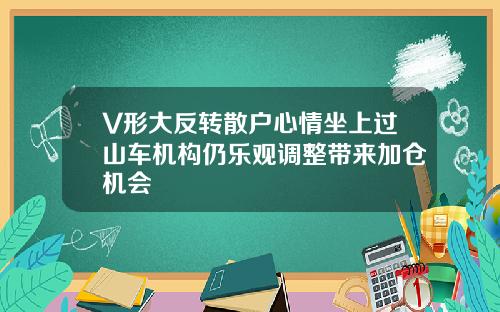 V形大反转散户心情坐上过山车机构仍乐观调整带来加仓机会