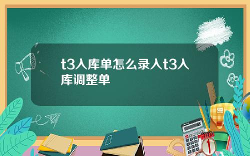 t3入库单怎么录入t3入库调整单