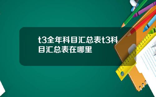 t3全年科目汇总表t3科目汇总表在哪里