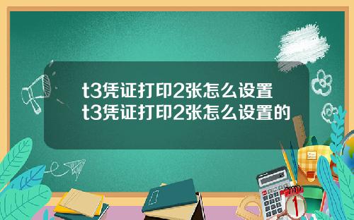 t3凭证打印2张怎么设置t3凭证打印2张怎么设置的