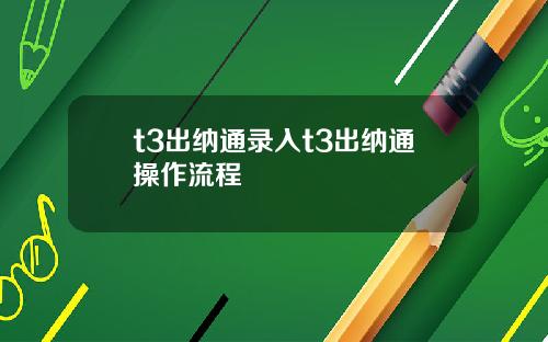 t3出纳通录入t3出纳通操作流程