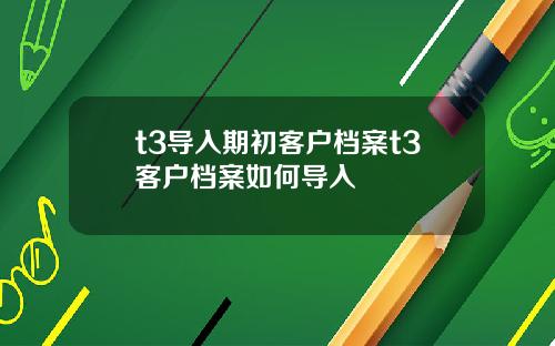 t3导入期初客户档案t3客户档案如何导入