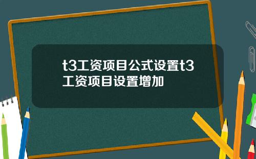 t3工资项目公式设置t3工资项目设置增加