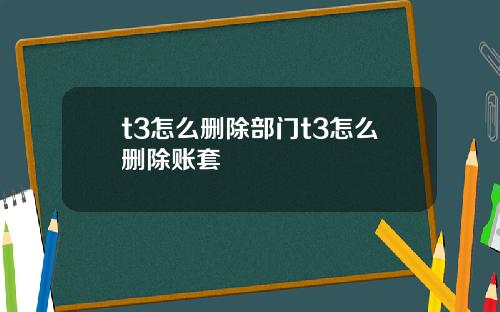 t3怎么删除部门t3怎么删除账套