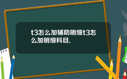 t3怎么加辅助明细t3怎么加明细科目.