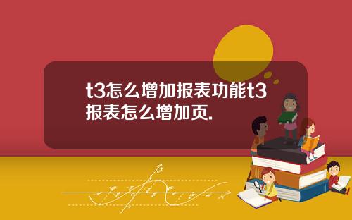 t3怎么增加报表功能t3报表怎么增加页.