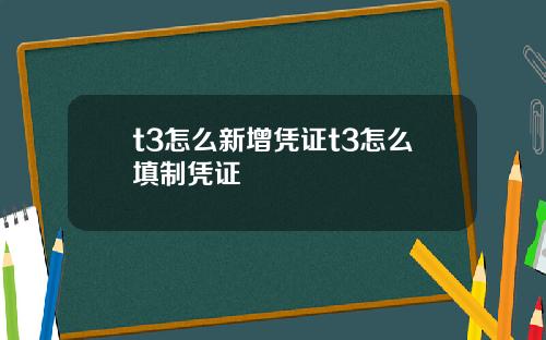 t3怎么新增凭证t3怎么填制凭证