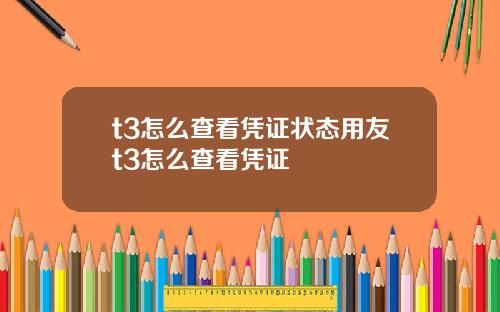 t3怎么查看凭证状态用友t3怎么查看凭证