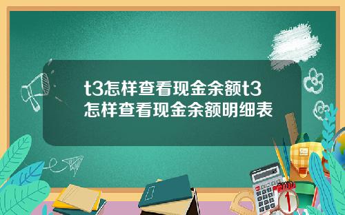 t3怎样查看现金余额t3怎样查看现金余额明细表