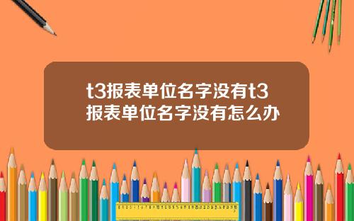 t3报表单位名字没有t3报表单位名字没有怎么办