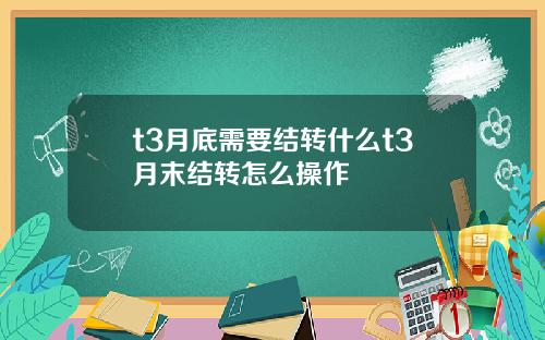 t3月底需要结转什么t3月末结转怎么操作