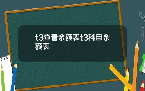 t3查看余额表t3科目余额表