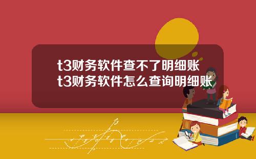 t3财务软件查不了明细账t3财务软件怎么查询明细账