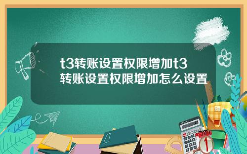 t3转账设置权限增加t3转账设置权限增加怎么设置