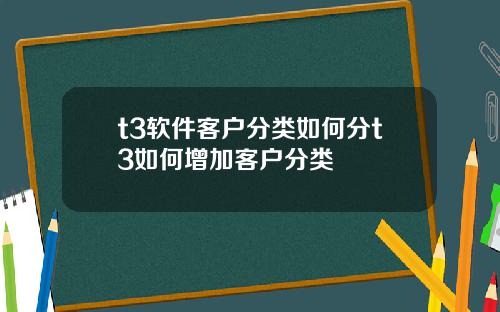 t3软件客户分类如何分t3如何增加客户分类