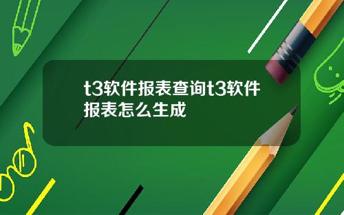 t3软件报表查询t3软件报表怎么生成