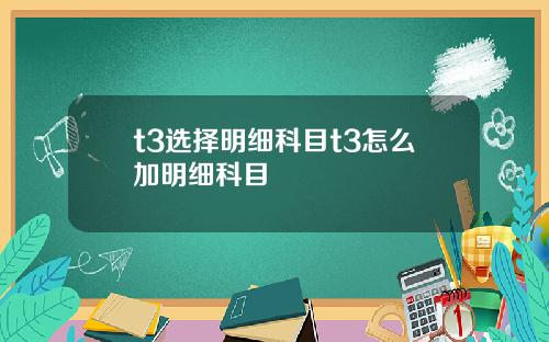 t3选择明细科目t3怎么加明细科目