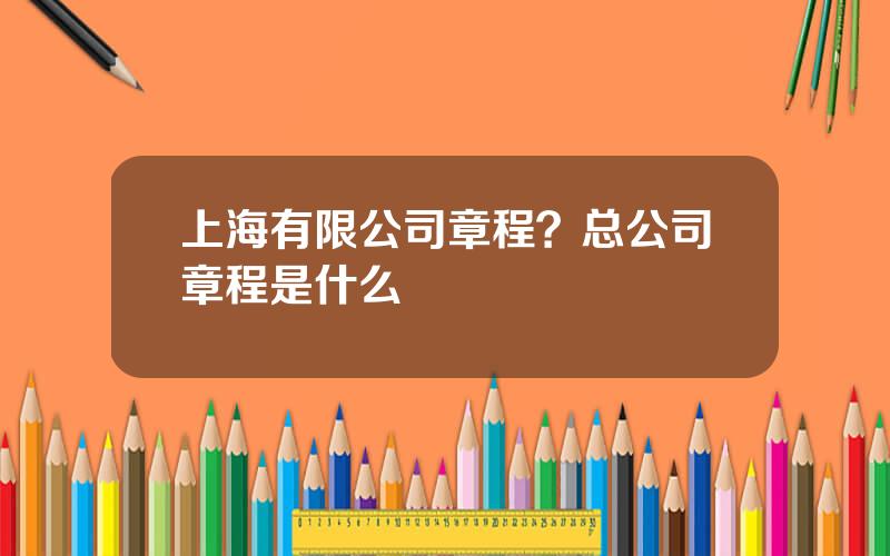 上海有限公司章程？总公司章程是什么