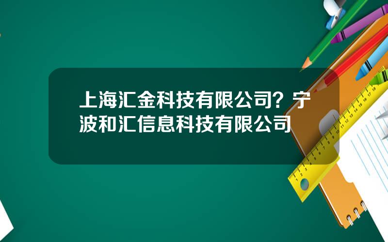 上海汇金科技有限公司？宁波和汇信息科技有限公司