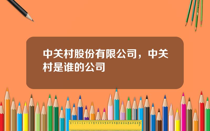 中关村股份有限公司，中关村是谁的公司