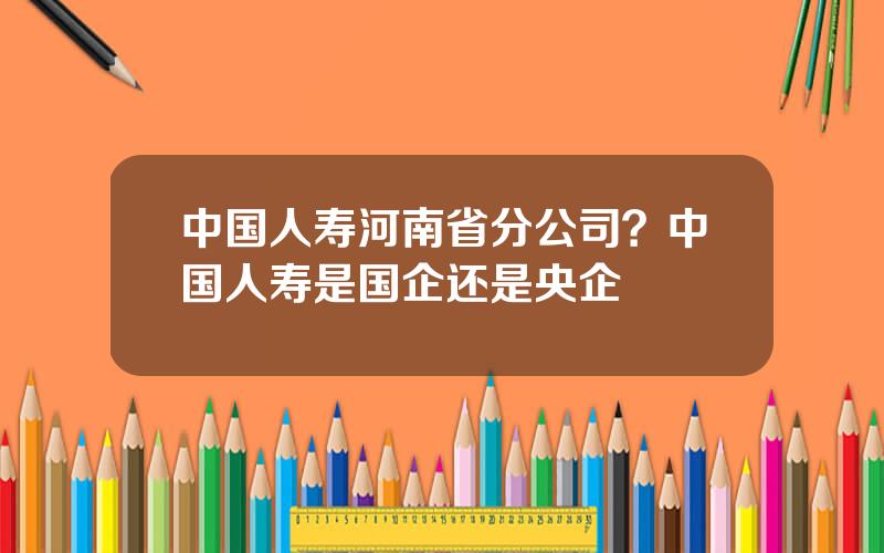 中国人寿河南省分公司？中国人寿是国企还是央企