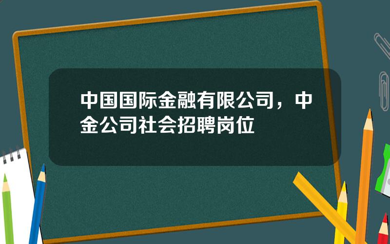 中国国际金融有限公司，中金公司社会招聘岗位