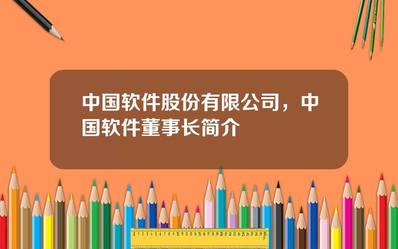 中国软件股份有限公司，中国软件董事长简介