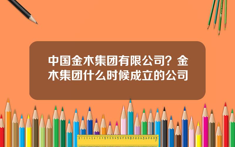 中国金木集团有限公司？金木集团什么时候成立的公司