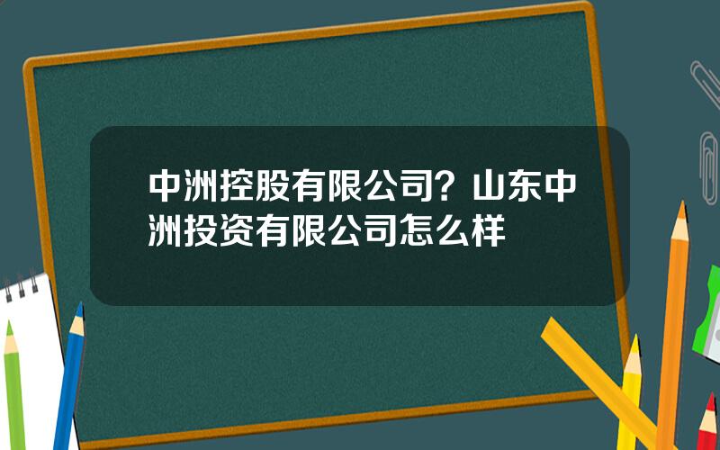 中洲控股有限公司？山东中洲投资有限公司怎么样