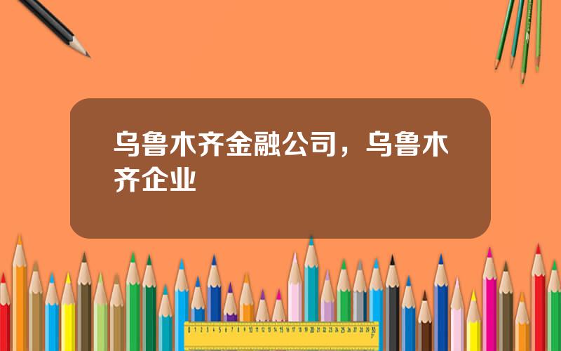 乌鲁木齐金融公司，乌鲁木齐企业