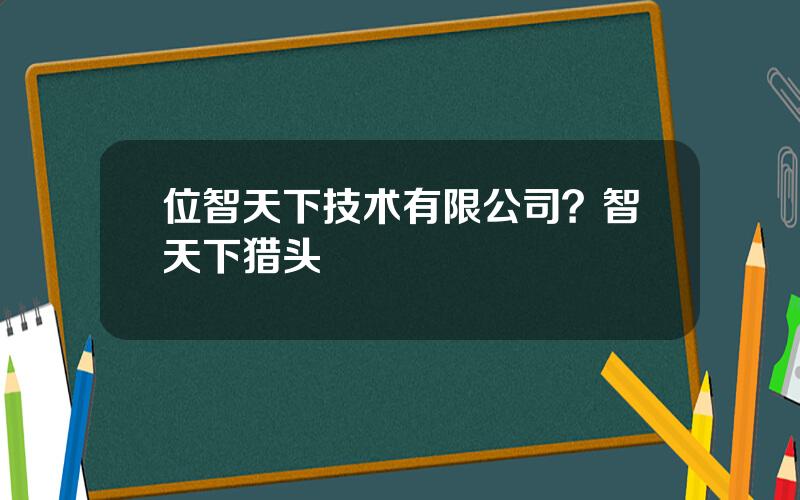 位智天下技术有限公司？智天下猎头