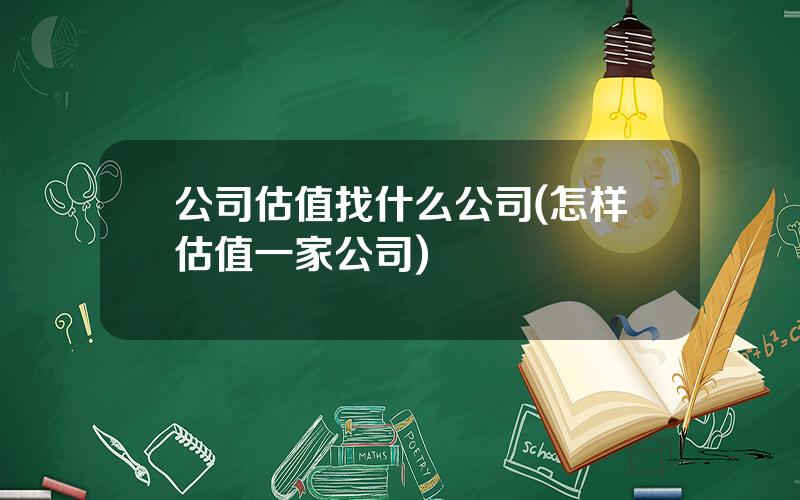 公司估值找什么公司(怎样估值一家公司)