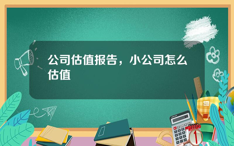 公司估值报告，小公司怎么估值