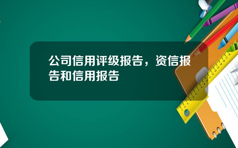 公司信用评级报告，资信报告和信用报告