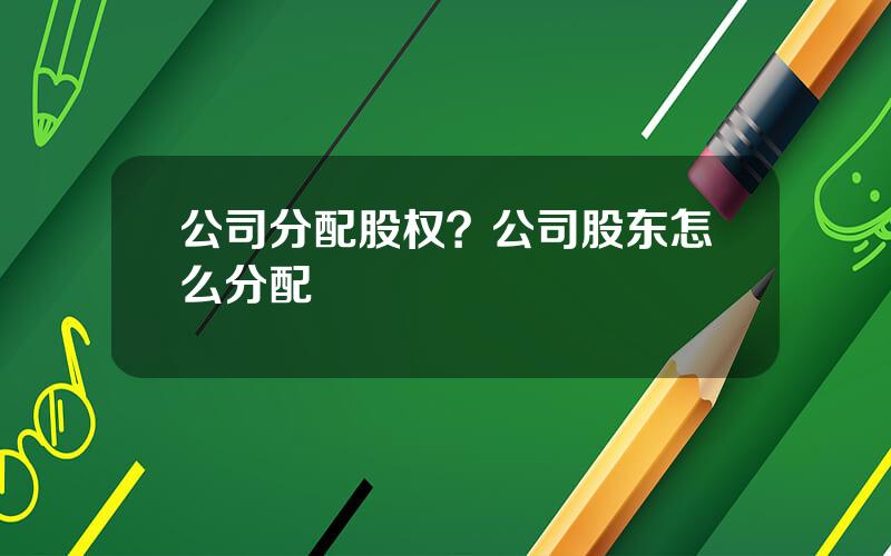 公司分配股权？公司股东怎么分配