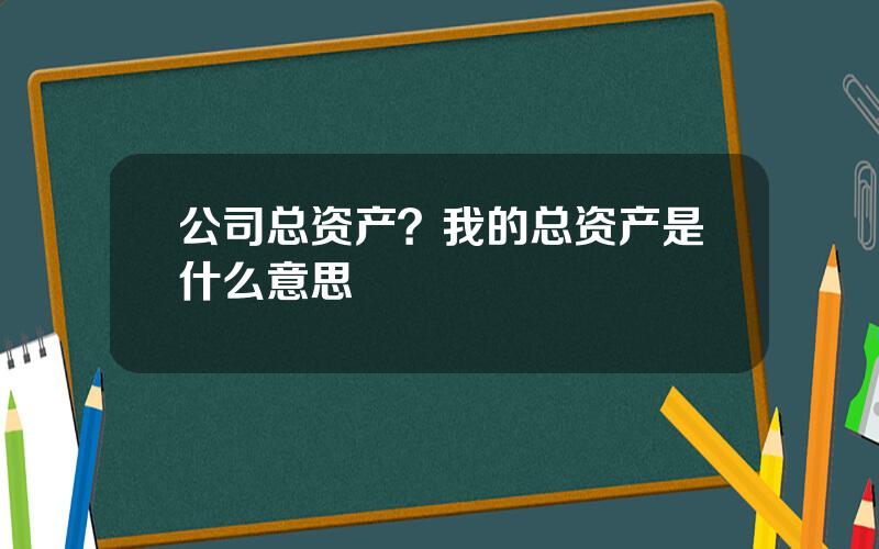 公司总资产？我的总资产是什么意思