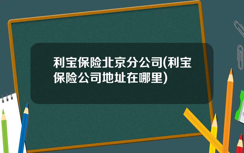 利宝保险北京分公司(利宝保险公司地址在哪里)