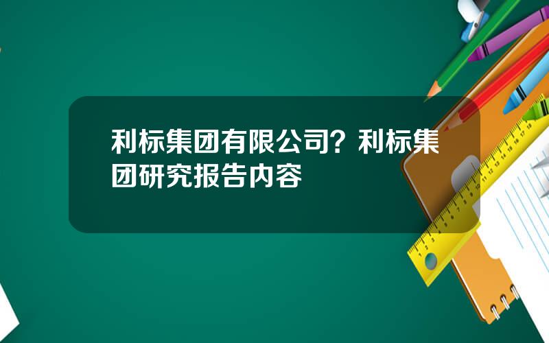 利标集团有限公司？利标集团研究报告内容