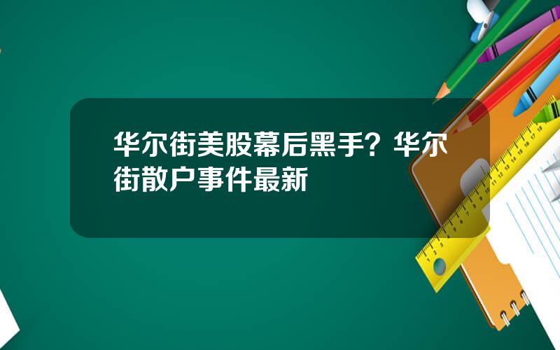 华尔街美股幕后黑手？华尔街散户事件最新