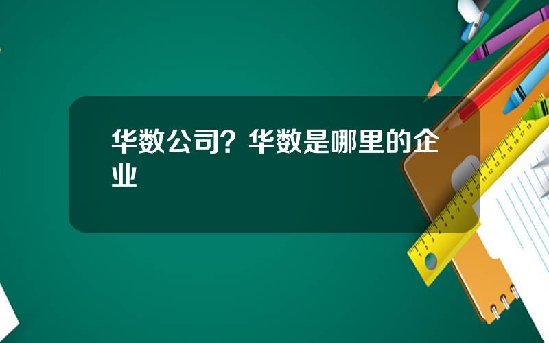 华数公司？华数是哪里的企业