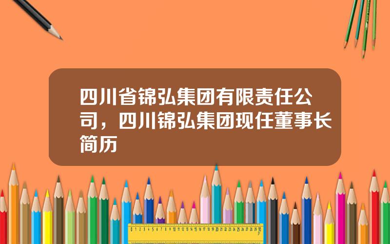 四川省锦弘集团有限责任公司，四川锦弘集团现任董事长简历