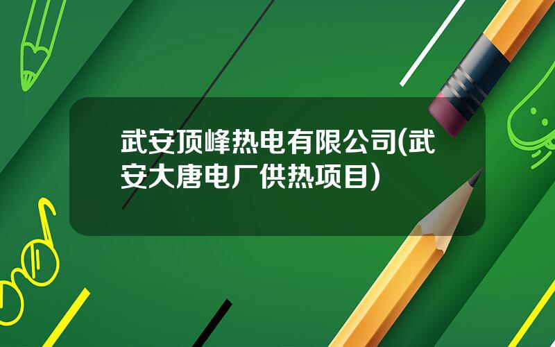 武安顶峰热电有限公司(武安大唐电厂供热项目)