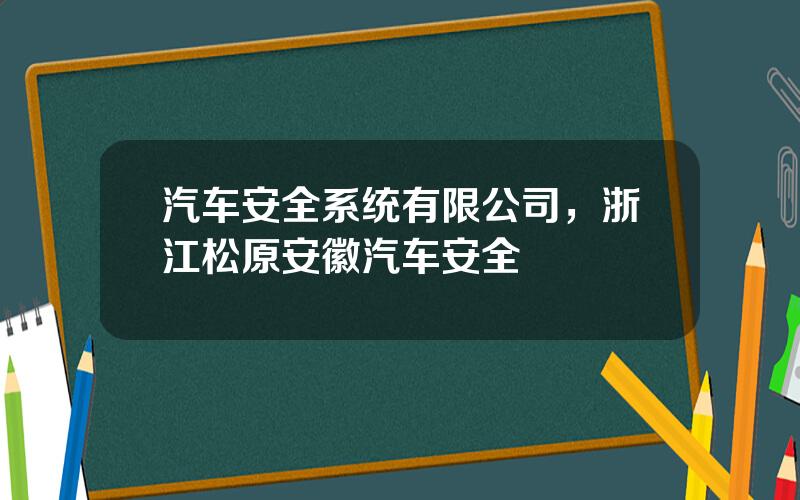 汽车安全系统有限公司，浙江松原安徽汽车安全