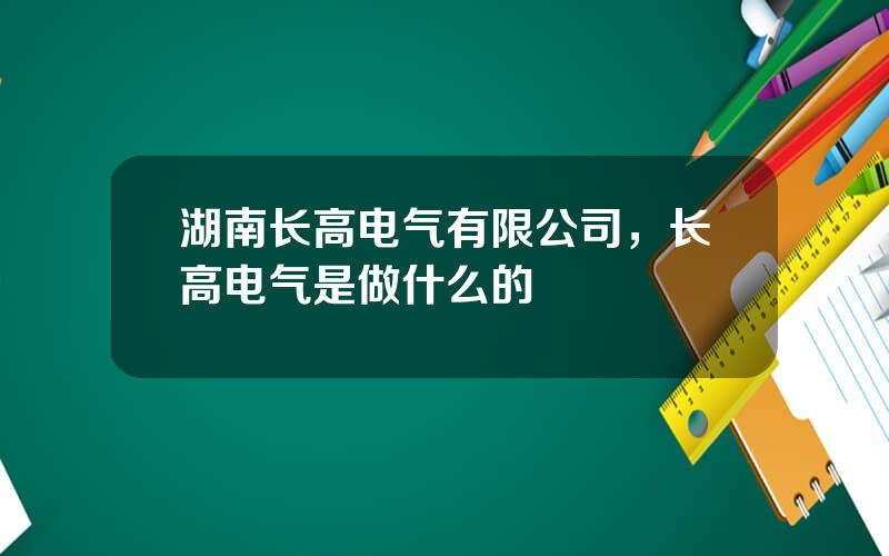 湖南长高电气有限公司，长高电气是做什么的